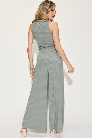 Rebecca Ribbed Tank and Wide Leg Pants Set