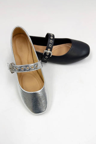 ROUNDED SQUARE TOE MARY JANE FLATS