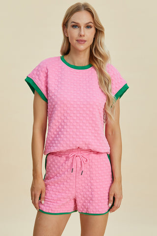 Tilly Texture Contrast T-Shirt and Shorts Set