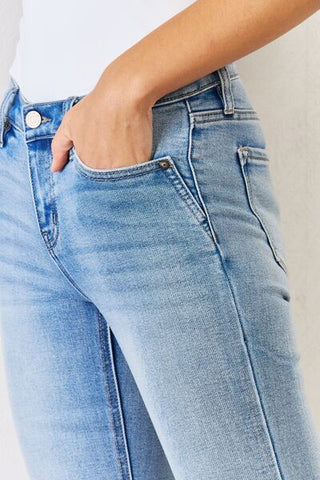 Kancan Full Size Mid Rise Y2K Slit Bootcut Jeans